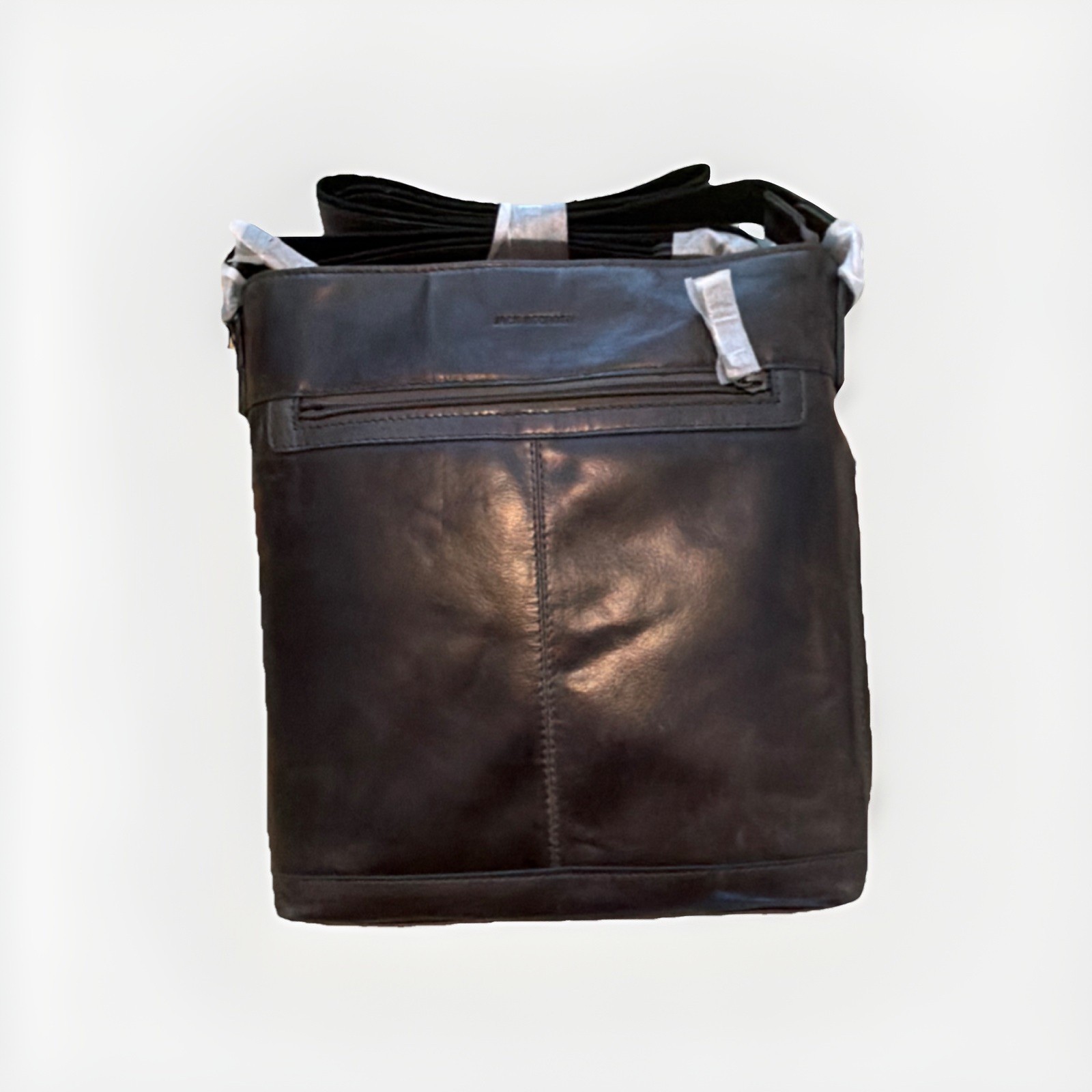 Jack Georges Brown Small Messenger Bag Crossbody Zip Adjustable Strap Lined