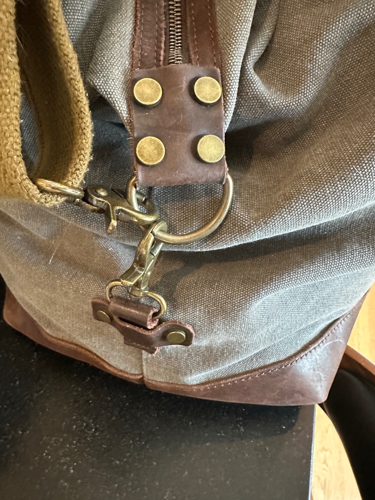 Lifewit Canvas Leather Trim Satchel Duffle Bag Double Handles and Shoulder Strap