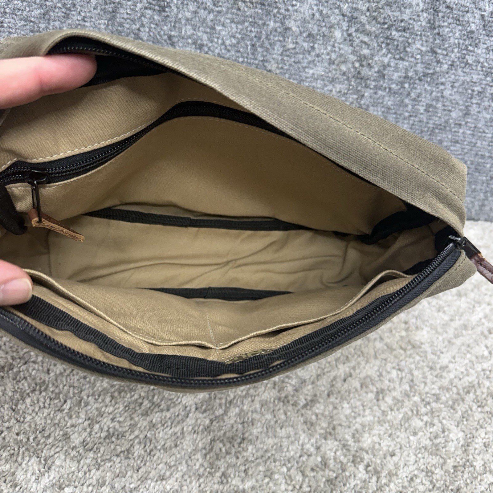 NutSac Canvas Messenger Bag distressed w/ Patch and no shoulder strap