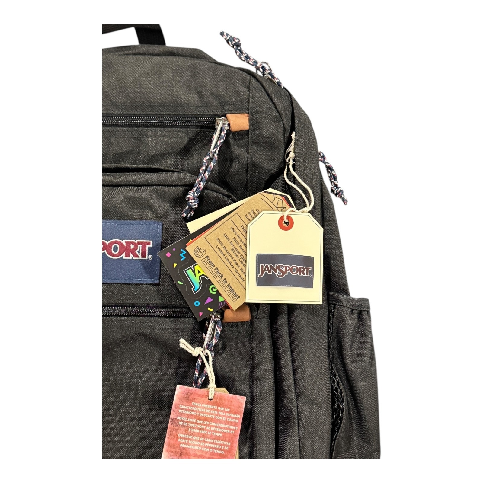 JanSport Cool Backpack Black 15” Laptop Sleeve 2 Compartment School Travel Bag