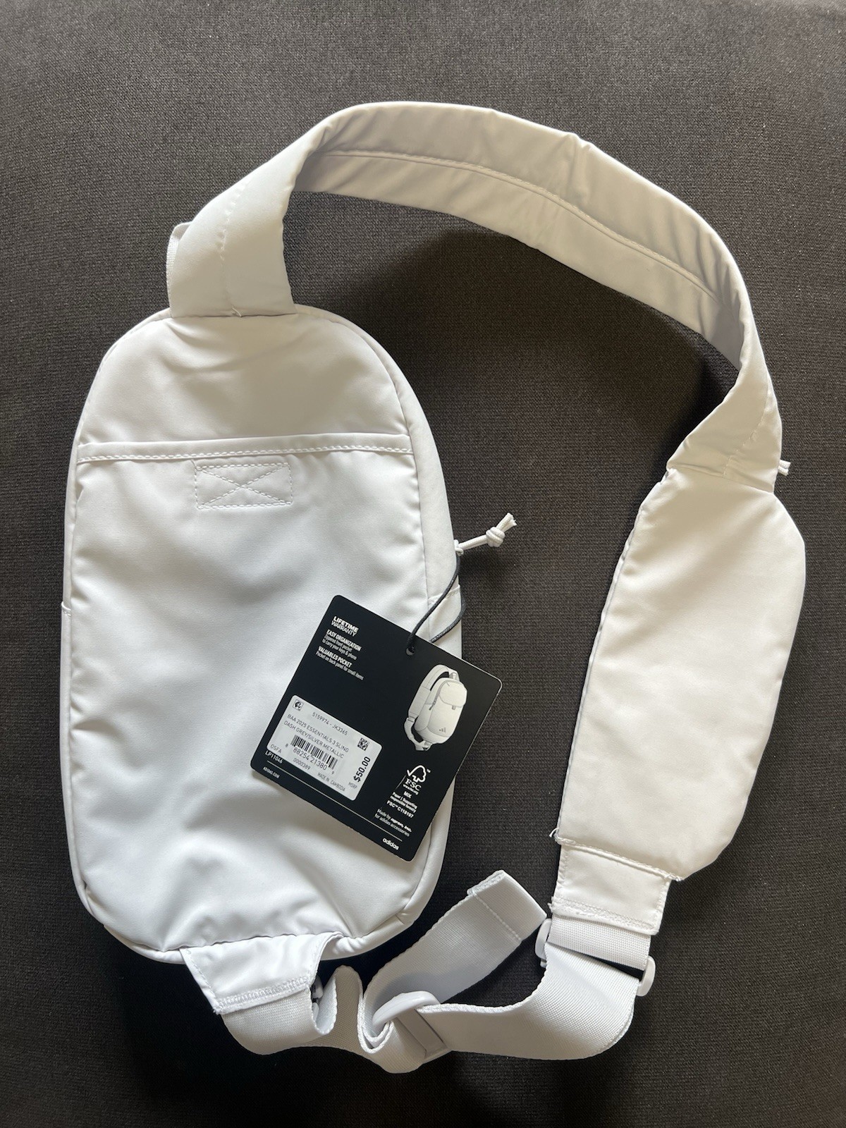 Adidas Boston Marathon 2025 129th Sling Bag Gray Zipper Pocket Run Essentials 3