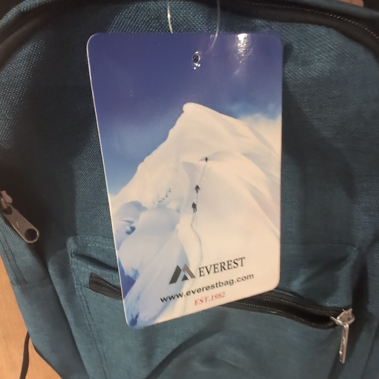 Everest Blue Backpack Daypack Zip Closure Solid with Front Zipper Pocket