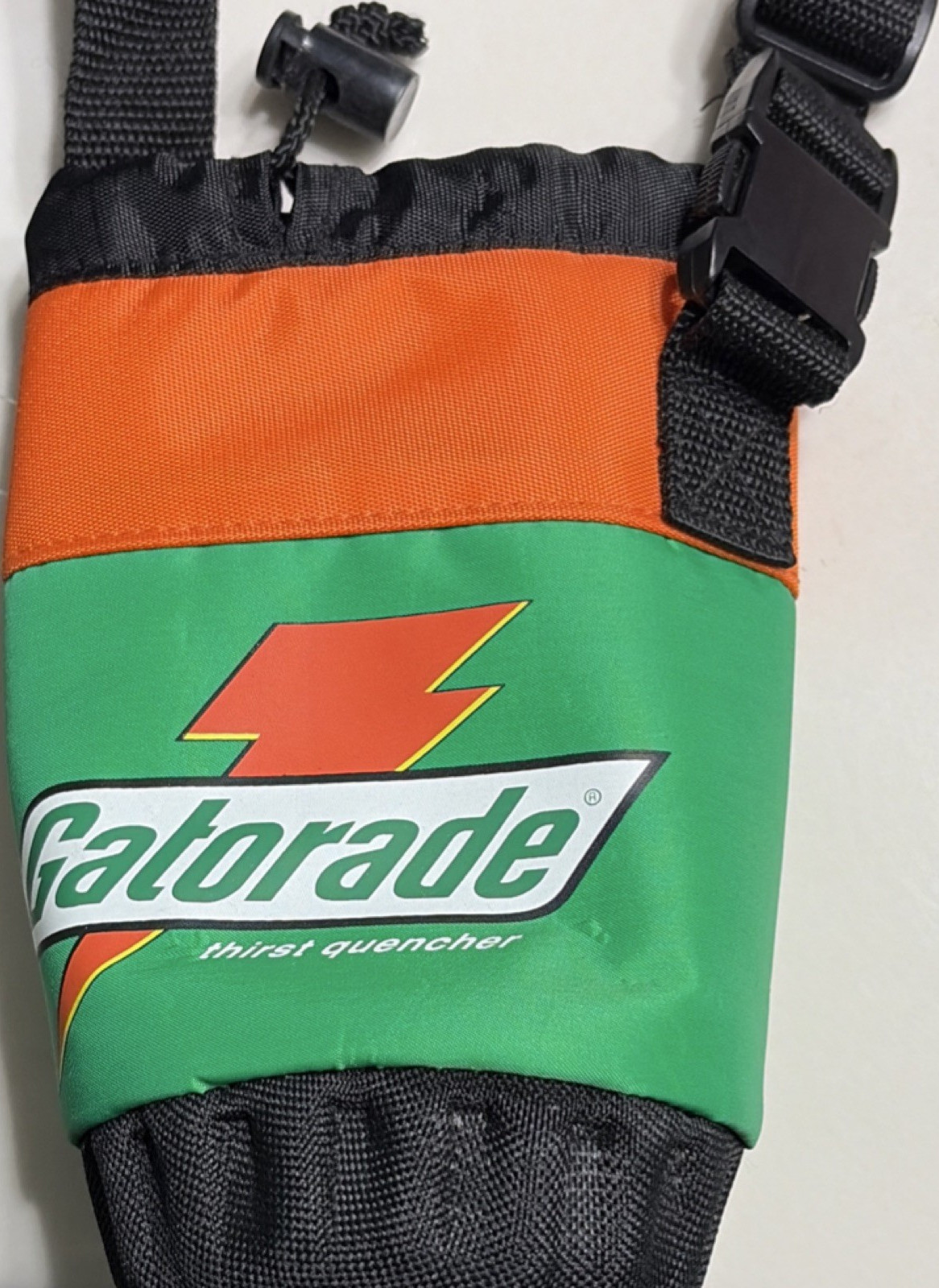 Gatorade Colorblock Green Orange Black Small Drawstring Crossbody Bag Strap