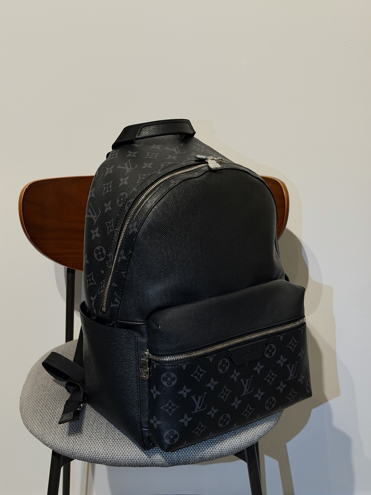 Louis Vuitton Monogram Eclipse Black Backpack Zip Outer Pockets