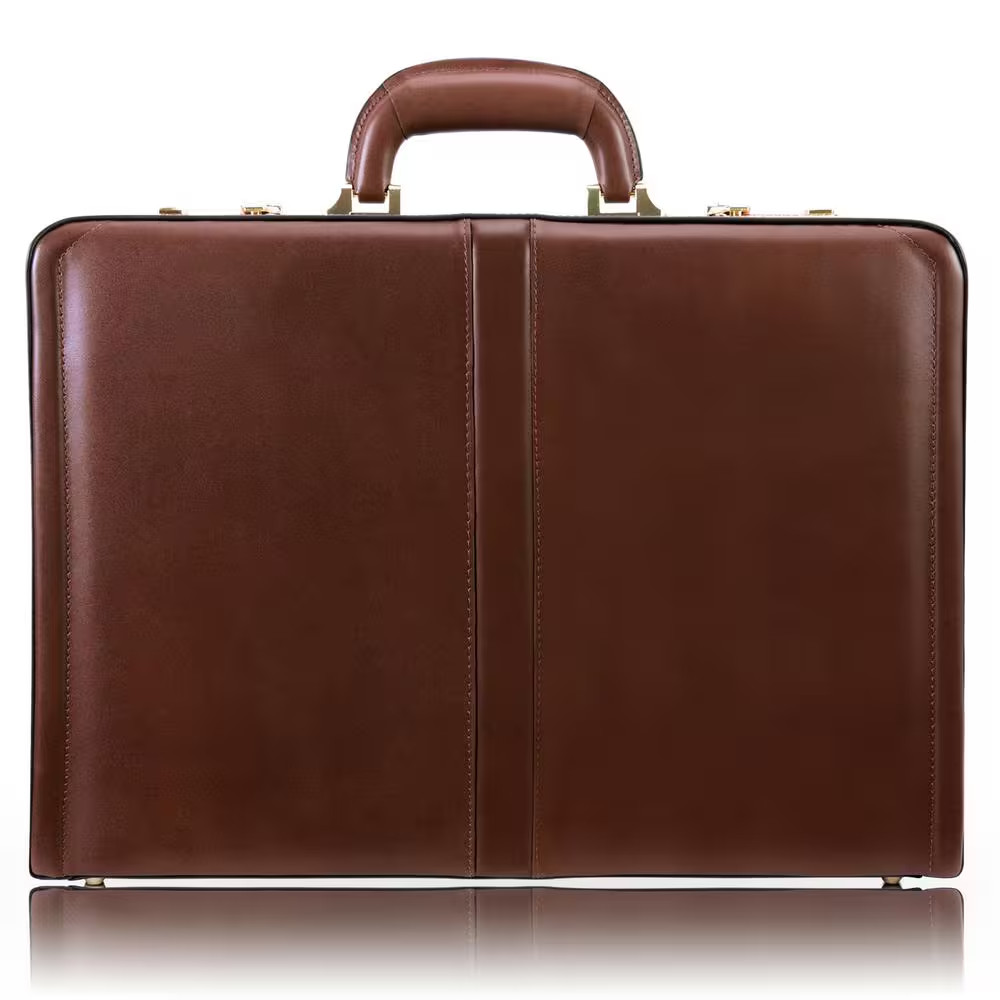 Reagan Top Grain Cowhide Brown Leather 3.5 In. Attache Briefcase