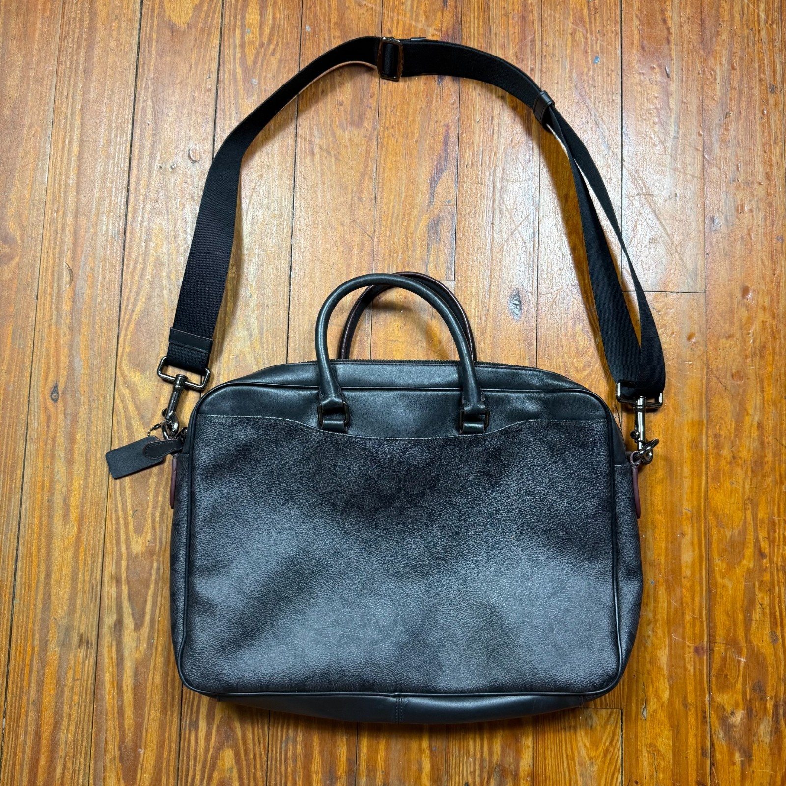 Coach Beckett Black Signature Structured Briefcase Laptop Carry Work Bag