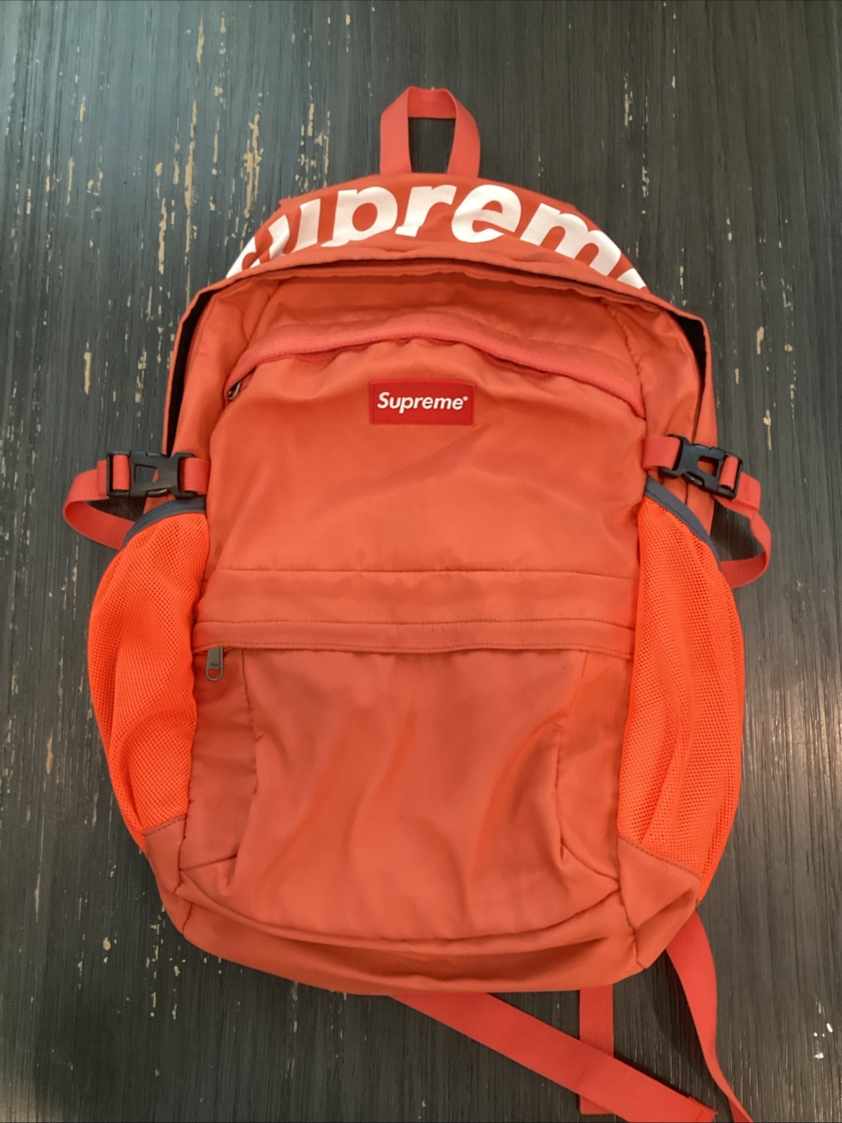 Supreme Backpack Orange (see photos, Tear On shoulder Strap)