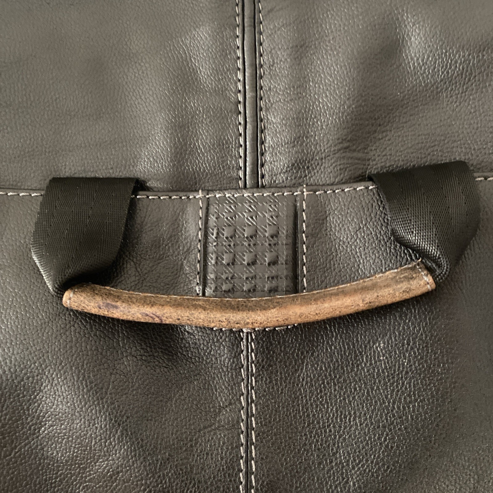 Boconi black leather and canvas slim messenger laptop bag Shoulder Bag