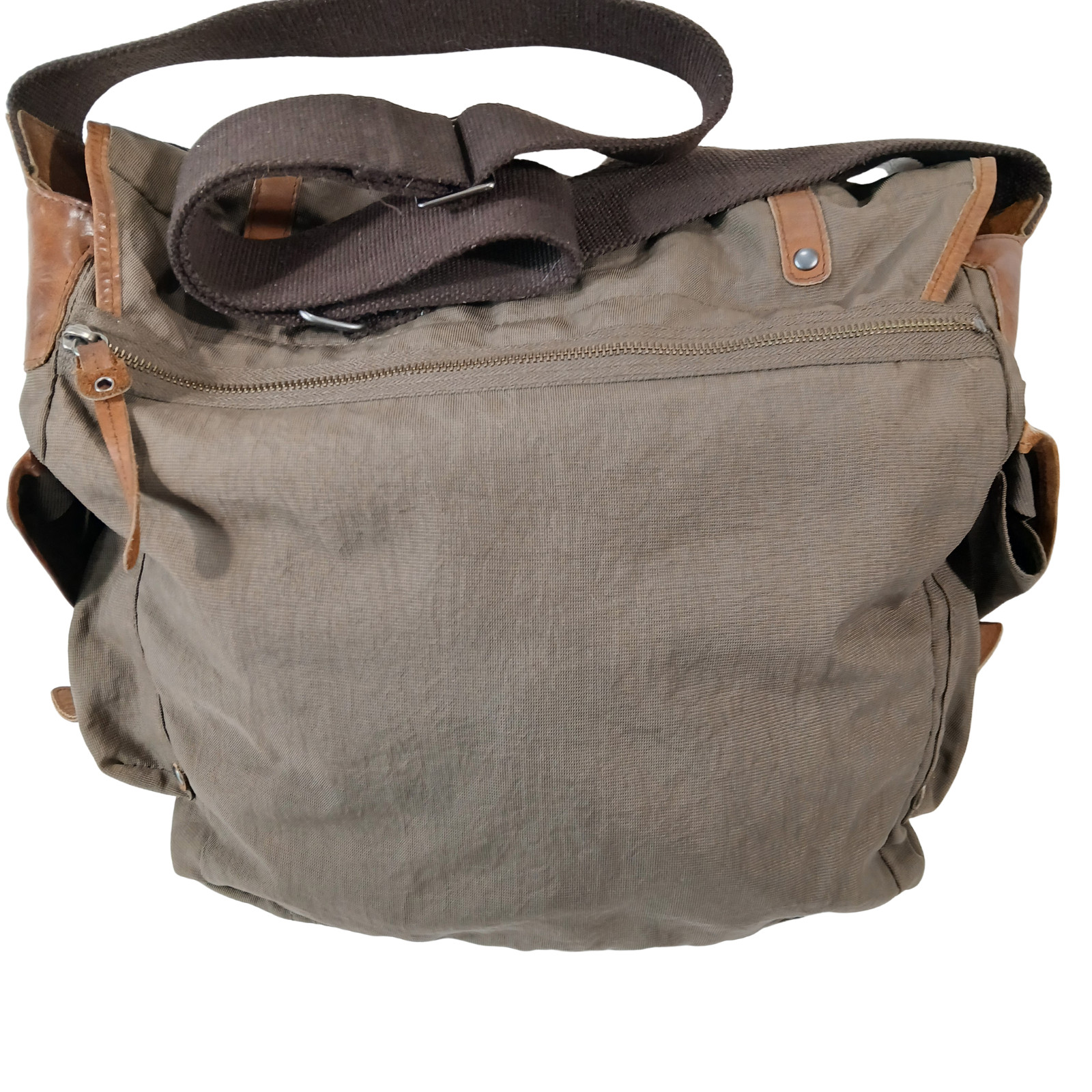 Territory Ahead Canvas Leather Trim Field Messenger Bag Olive Green Travel Utili