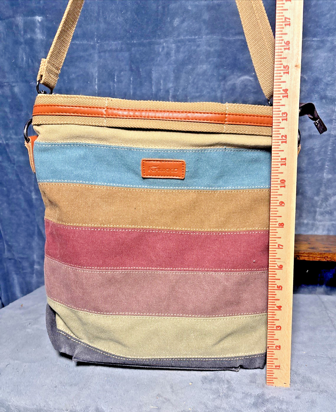 Kaukko Theideaman Striped Canvas Shoulder Crossbody Bag Womens Or Mens Bag