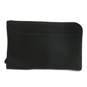 Takeo Kikuchi Leather Men’s Clutch Bag Black 6.9×10.8in Excellent Condition