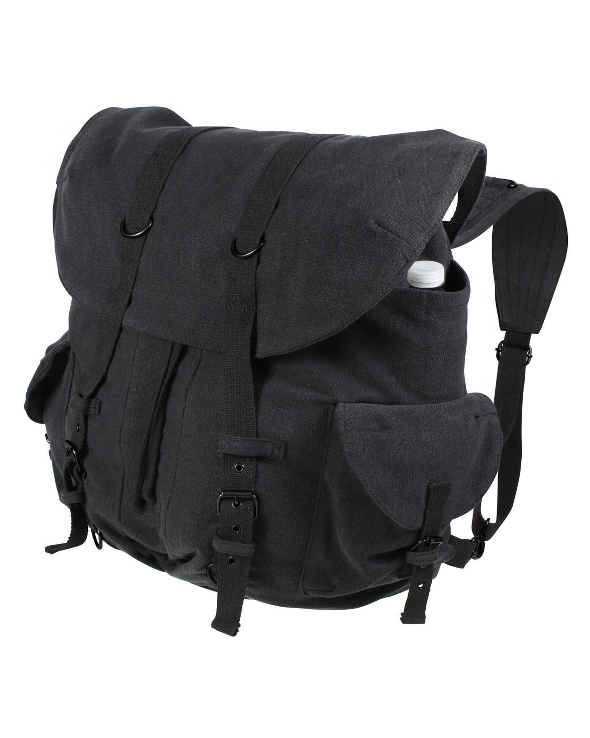 Rothco Vintage Weekender Canvas Backpack | Black | 9658 | Military School Bag