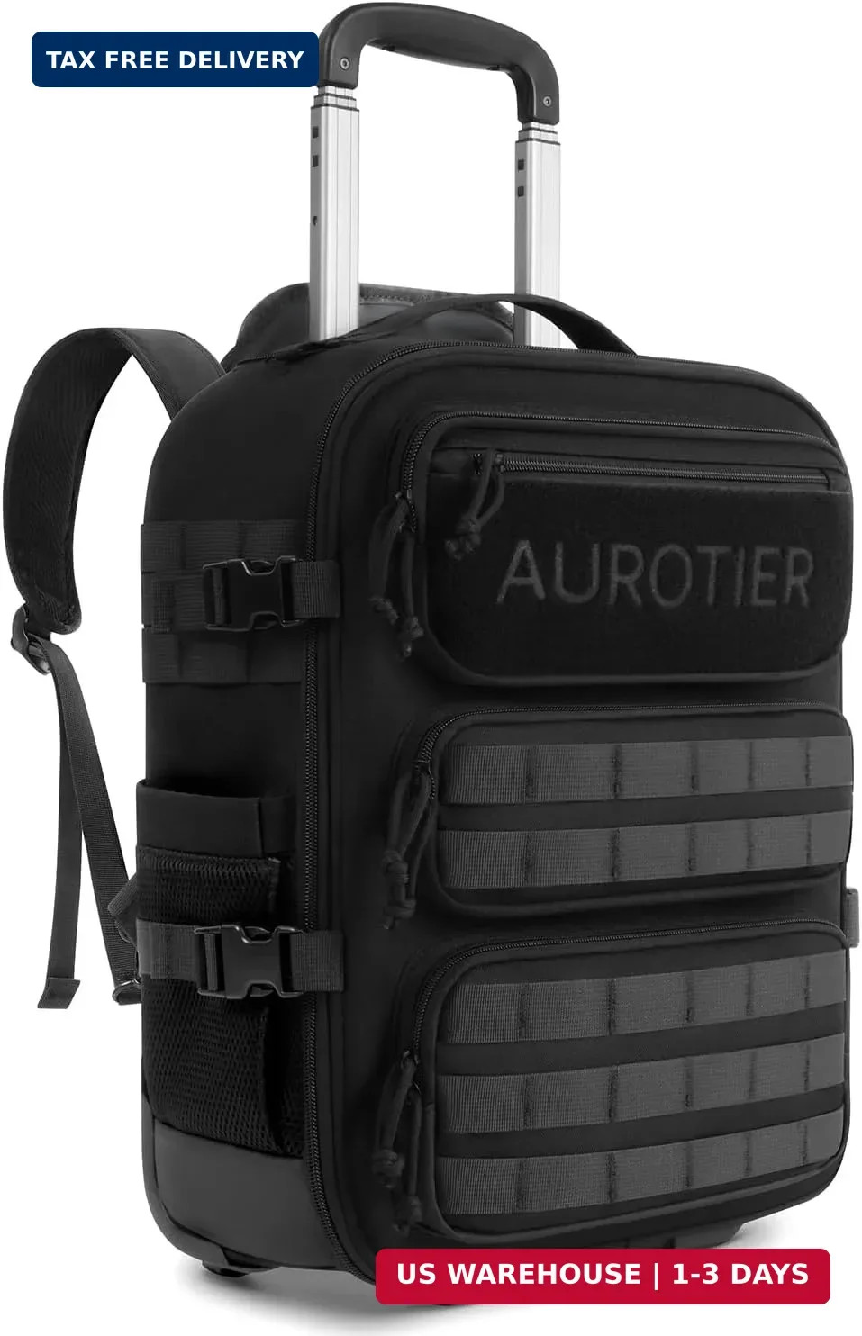 Rolling Tactical Laptop Backpack, Underseat Travel Backpack with Wheels, 16 Inch