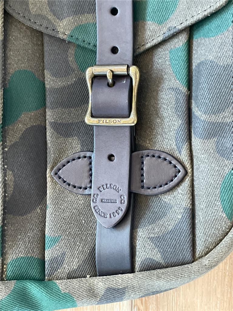 New Filson Large Rugged Twill Rucksack Backpack Waxed Cotton Shrub Camo Canvas