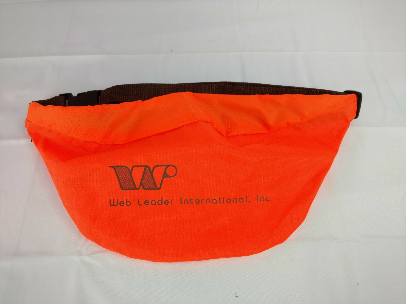 Vtg Hunter Orange Zip Fanny Pack Travel Bag Web Leader International Advertising