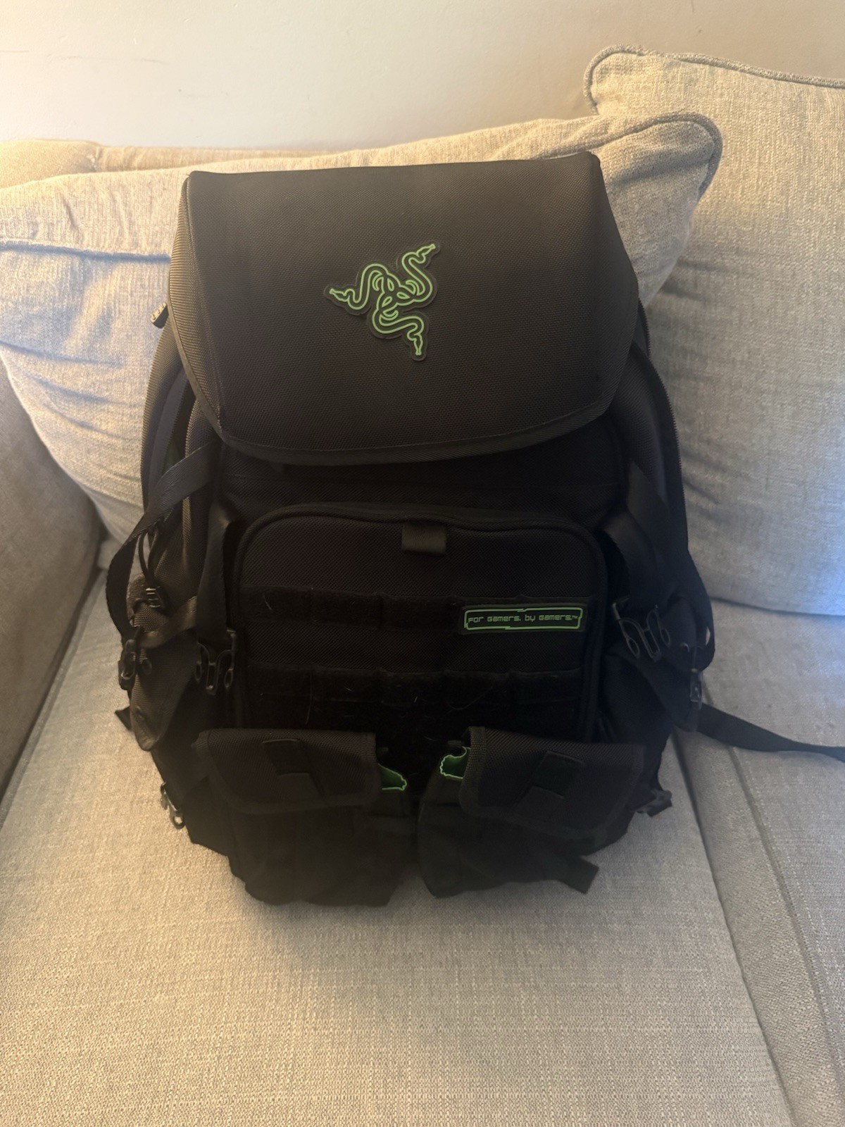 Razer Black/Green Backpack Large Zip & Buckle Padded Adjustable Strap