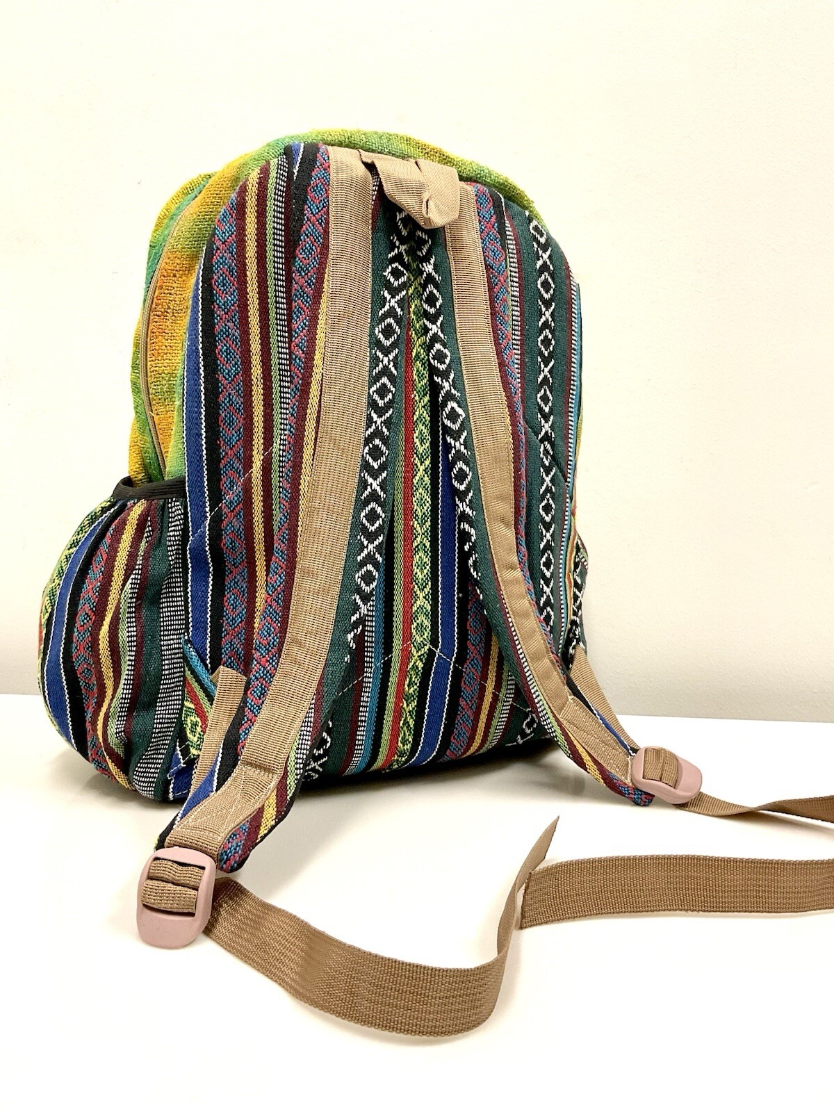 Handmade Hemp Backpack (Sloth) With Laptop Pocket Nepal Fair Trade Hiking Boho