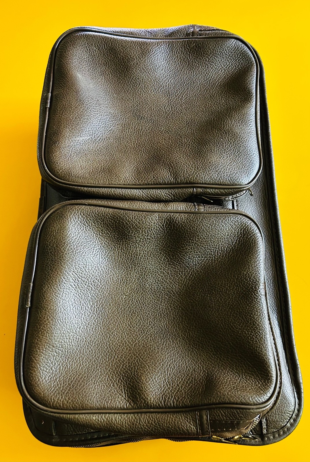 Vintage Hartmann Brown Leather Double Compartment Suitcase Travel Bag Large