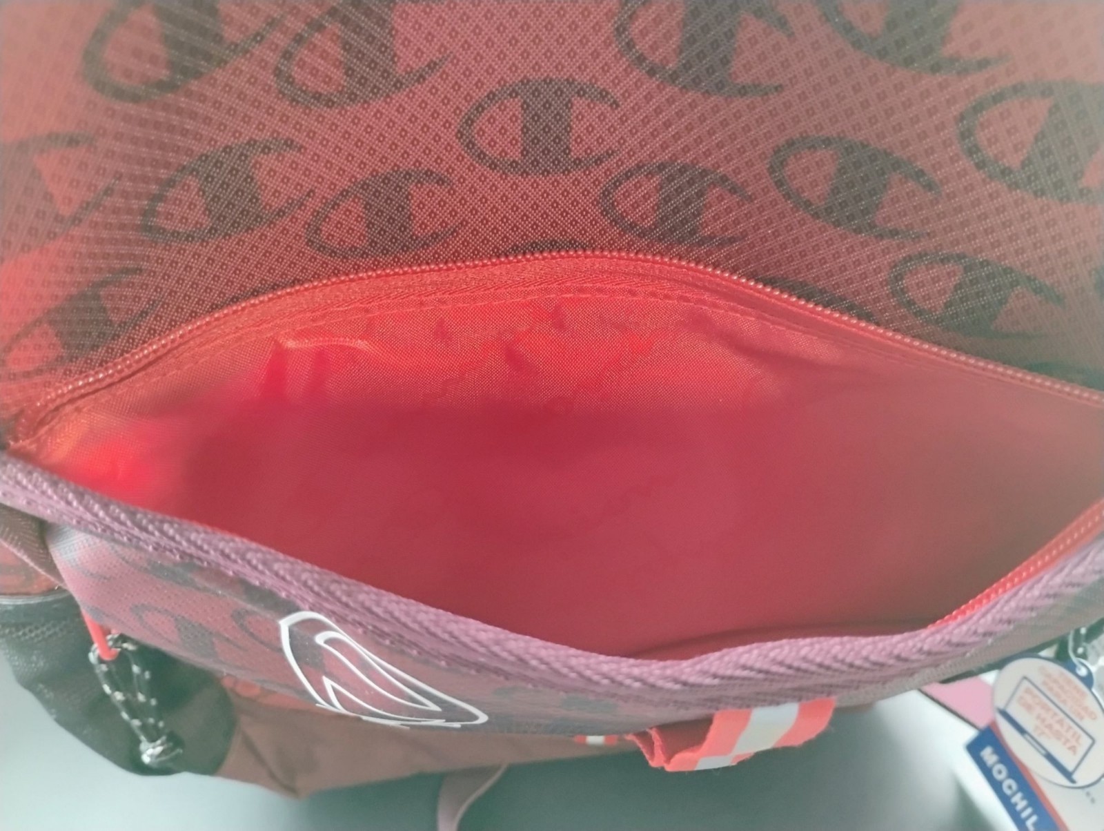 Champion Red Athletic Backpack With Logo & Laptop Compartment