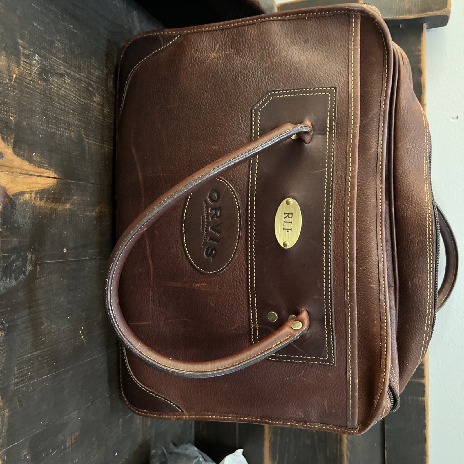 Vintage Orvis All Leather Briefcase Messenger Bag Satchel Laptop