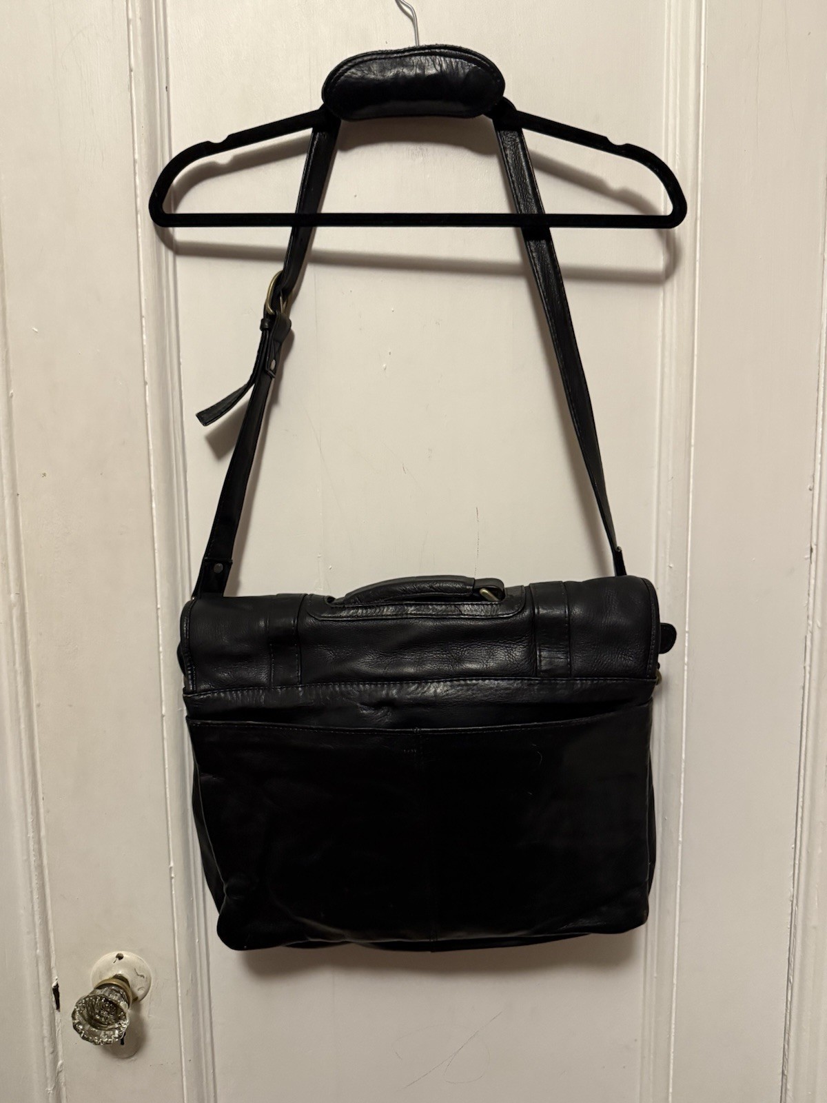 Unisex FRYE Black Leather Satchel Logan Case Organizer Zip Compartments