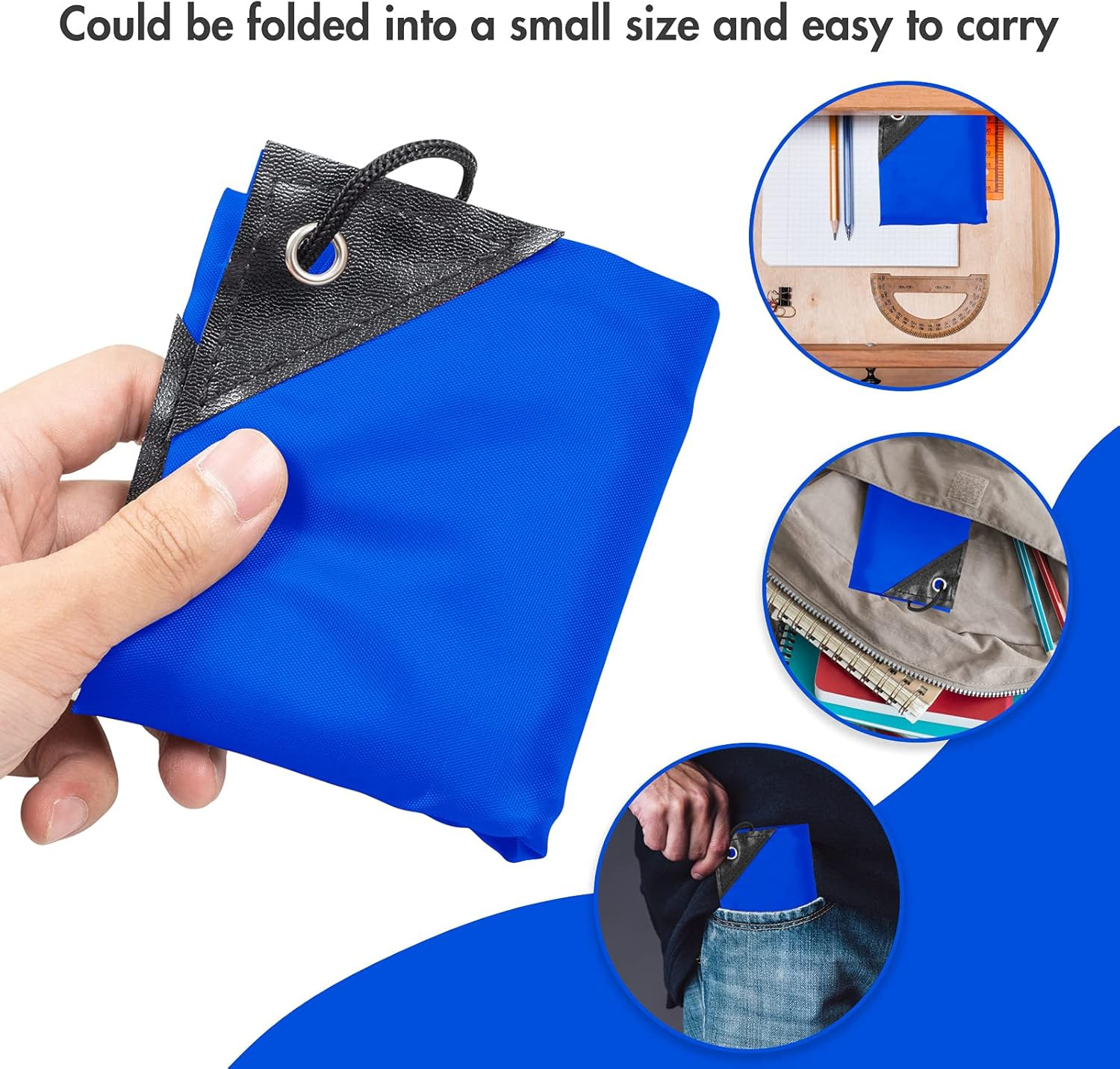 6Pcs Drawstring Bags Bulk Blue Drawstring Backpack, String Backpack Cinch Sack S