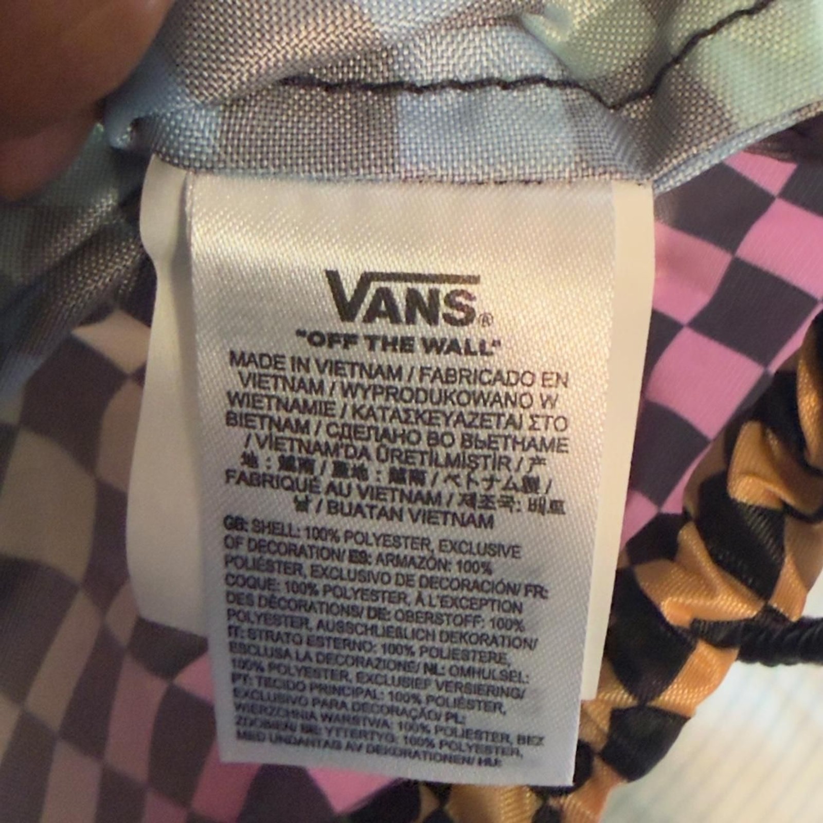Vans multicoloured checkered backpack #skateboarding #vansoffthewall
