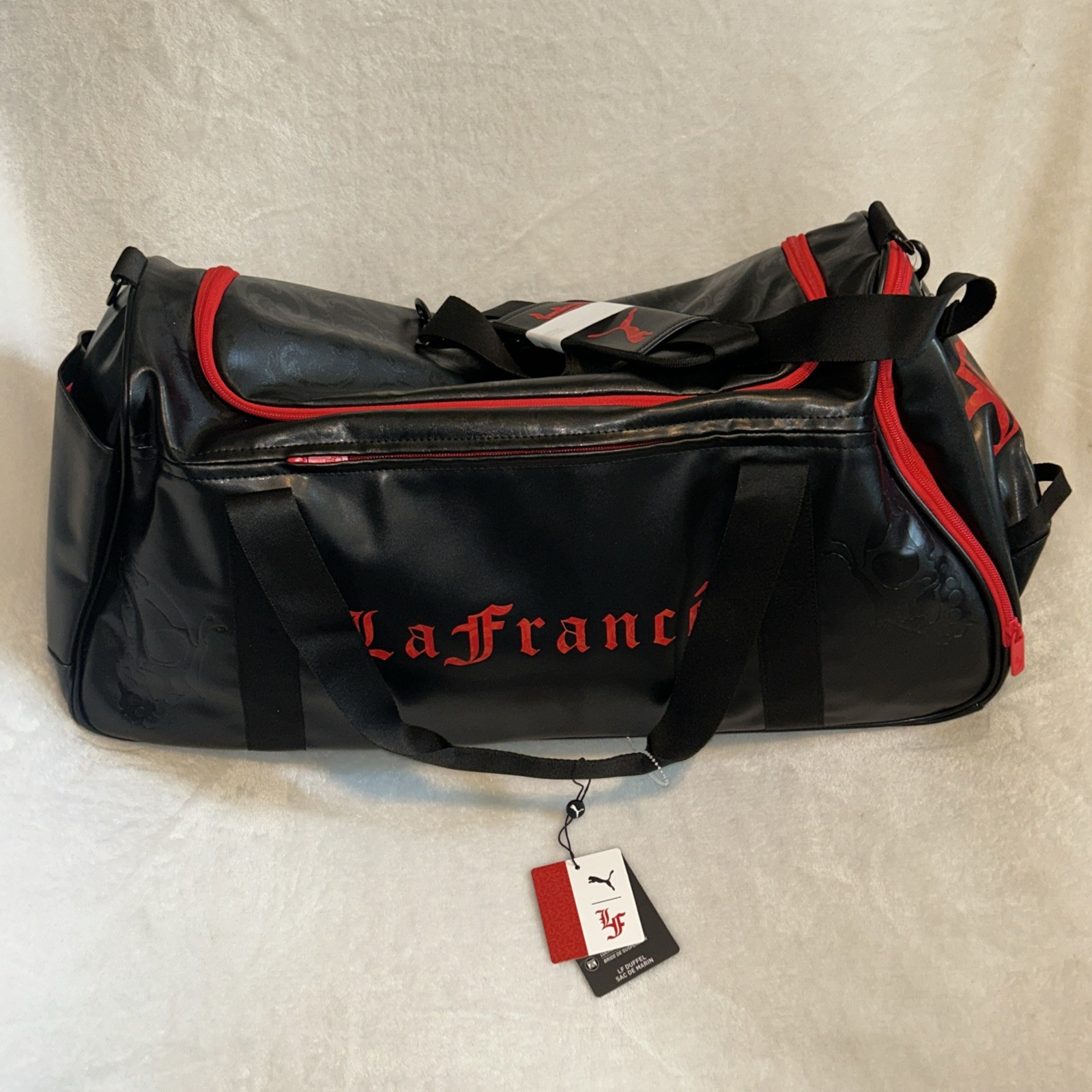 Puma LF 24 Inch Duffel Bag OSFA Travel Casual Tote Bag Black Red 85985701
