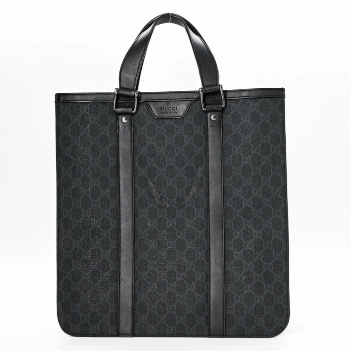 Gucci GG Supreme Plus Business Bag Tote Bag Leather Dark Gray Black 322072