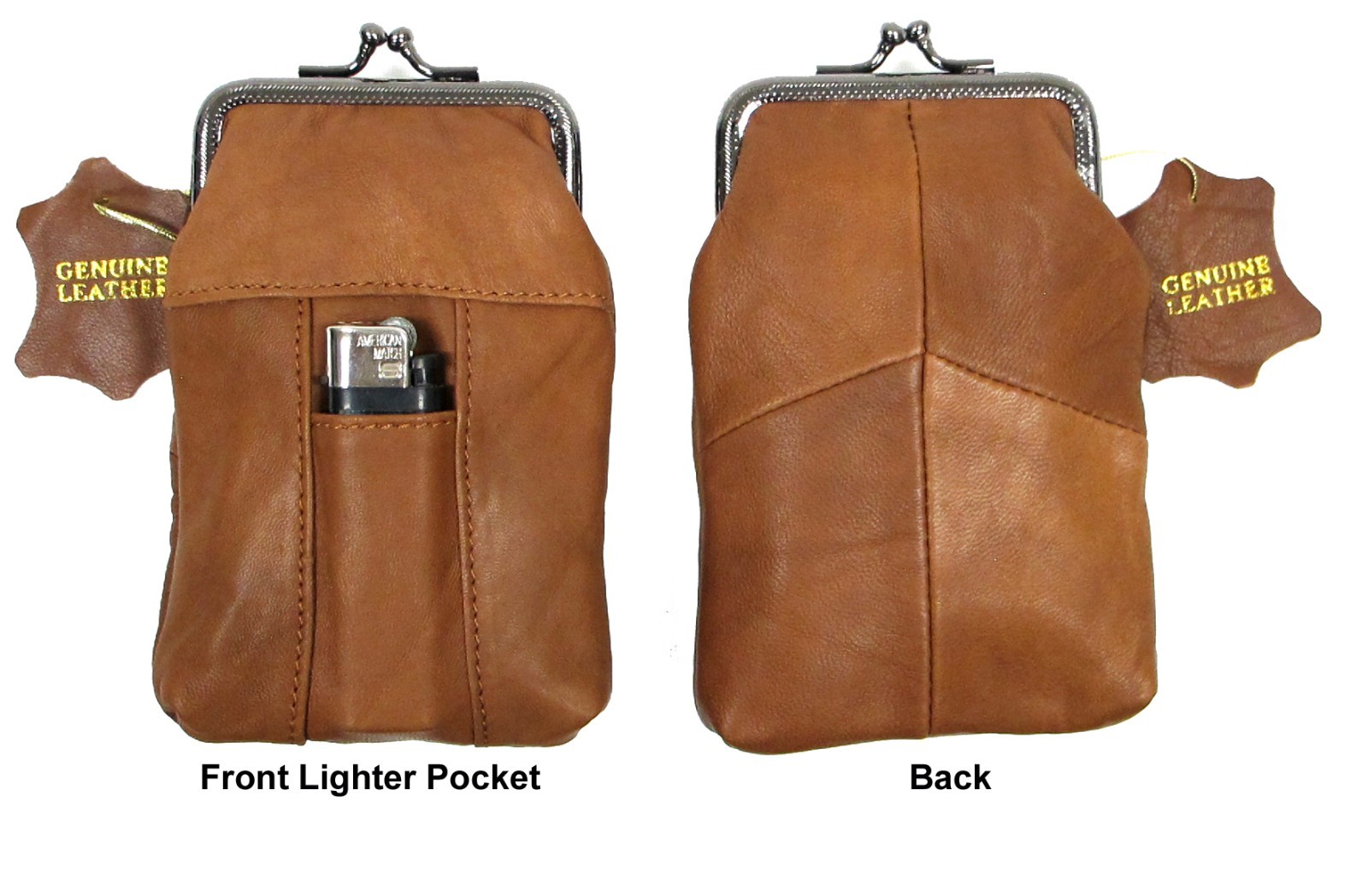 Soft Leather Cigarette Holder Case Lighter Pocket Snap Top Closure Fit 100’s 84s
