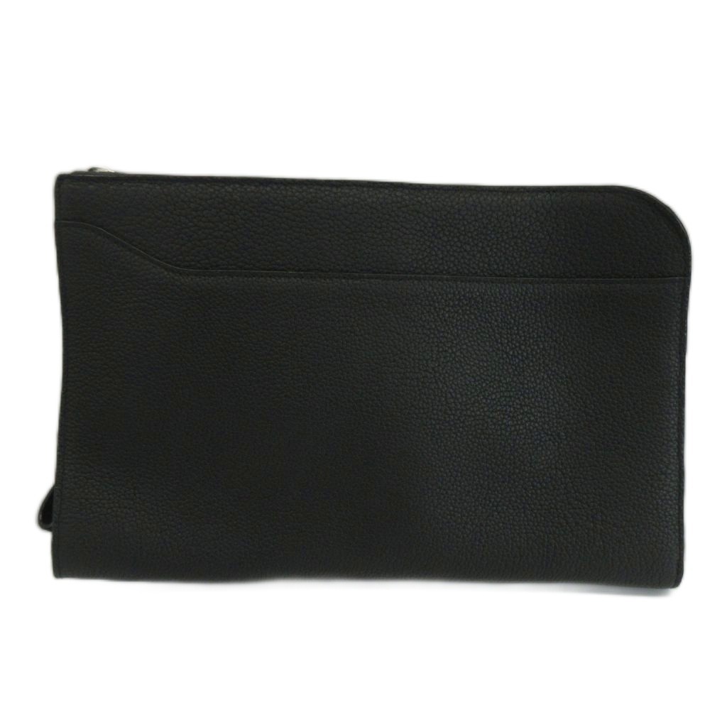 Takeo Kikuchi Leather Men’s Clutch Bag Black 6.9×10.8in Excellent Condition