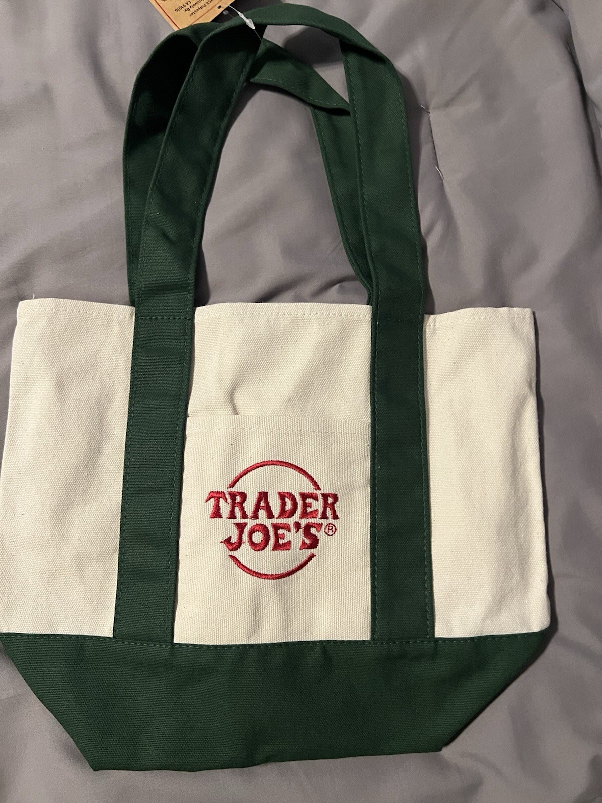 Mini Trader Joes Forest Green Tote Bag Canvas