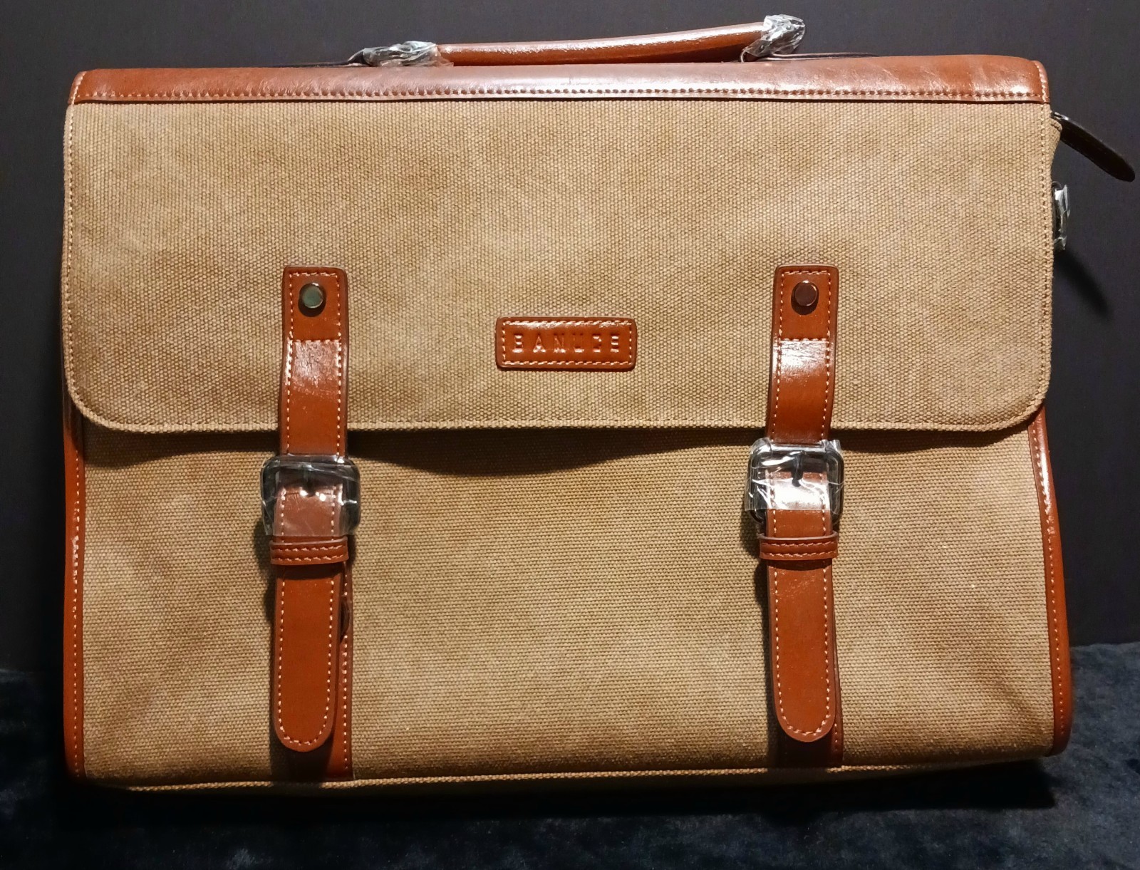 New Banuce Italian Csnvas Briefcase Laptop Bag Messenger Clasp Belt Dust Cov