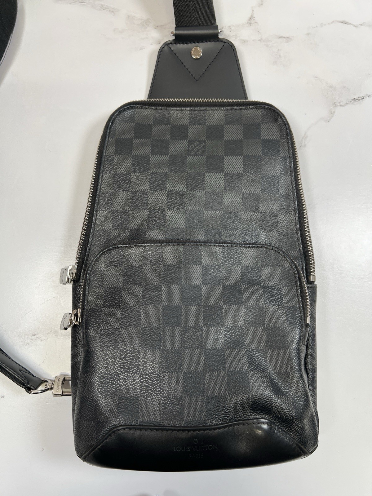 LV Louis Vuitton Black Damier Graphite Avenue Sling Bag Slingbag