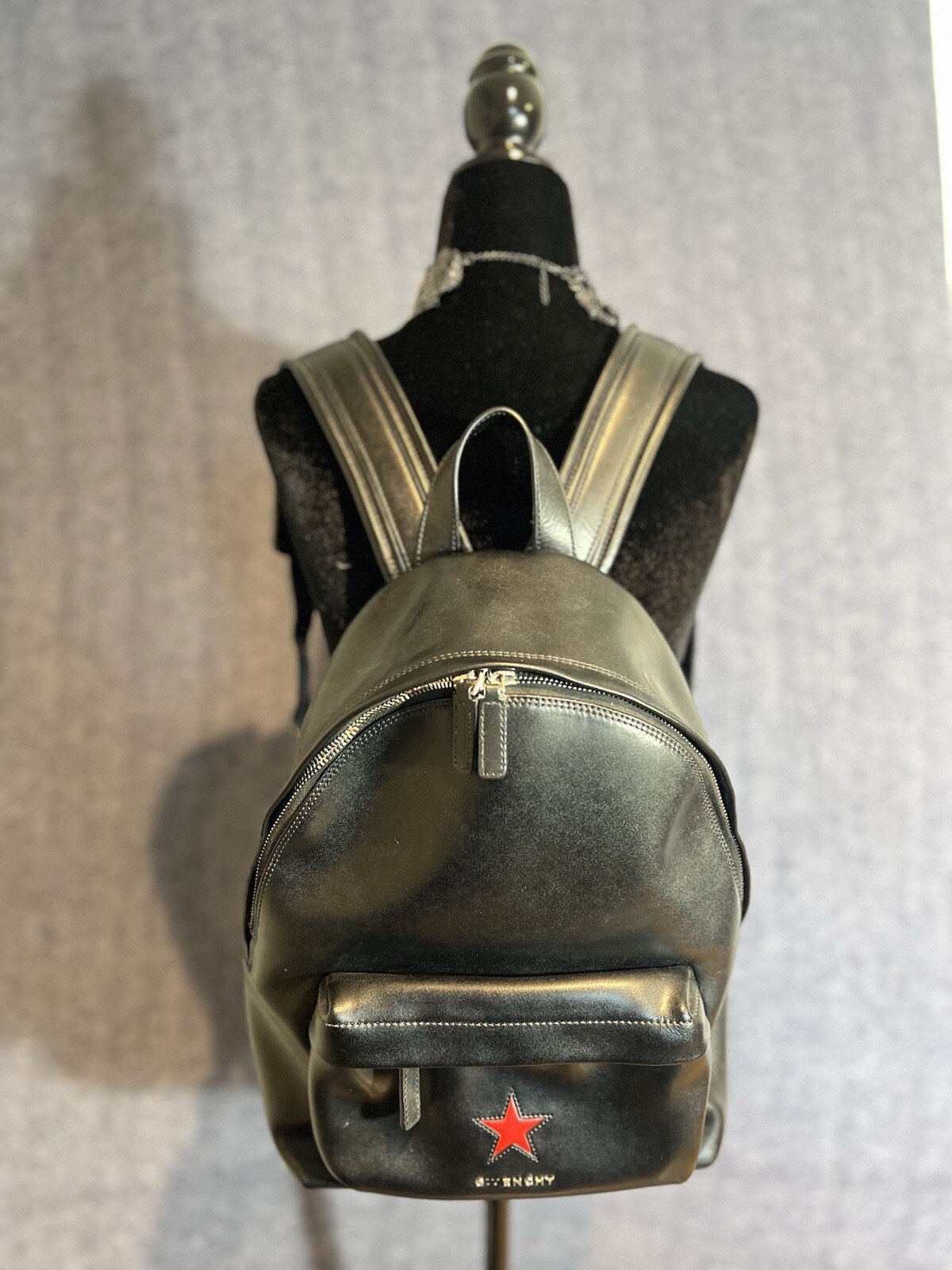 100% AUTHENTIC Givenchy Leather Backpack w/Studded Trim Red Star