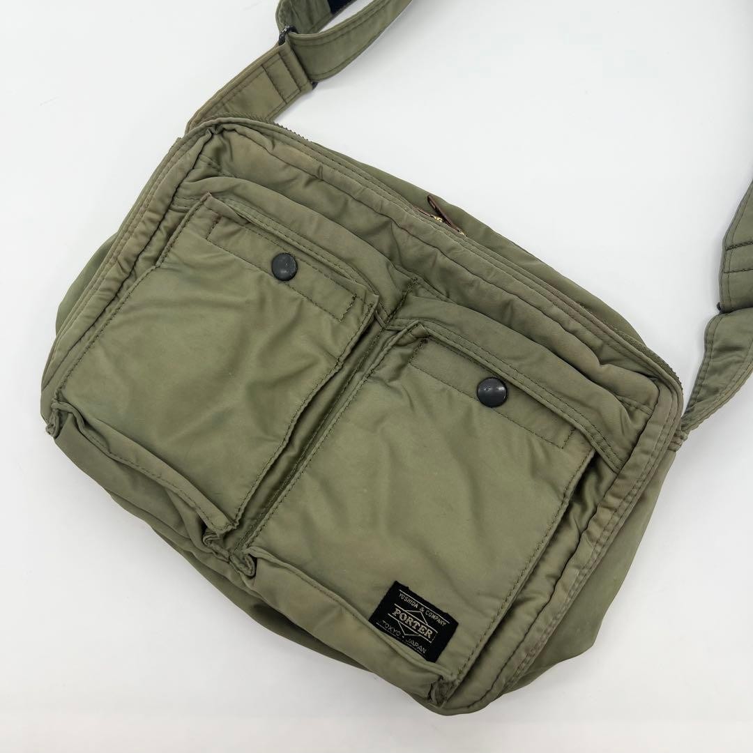 Authentic PORTER Yoshida Canvas Shoulder Bag 2-Way Khaki Discontinued Size 30cm