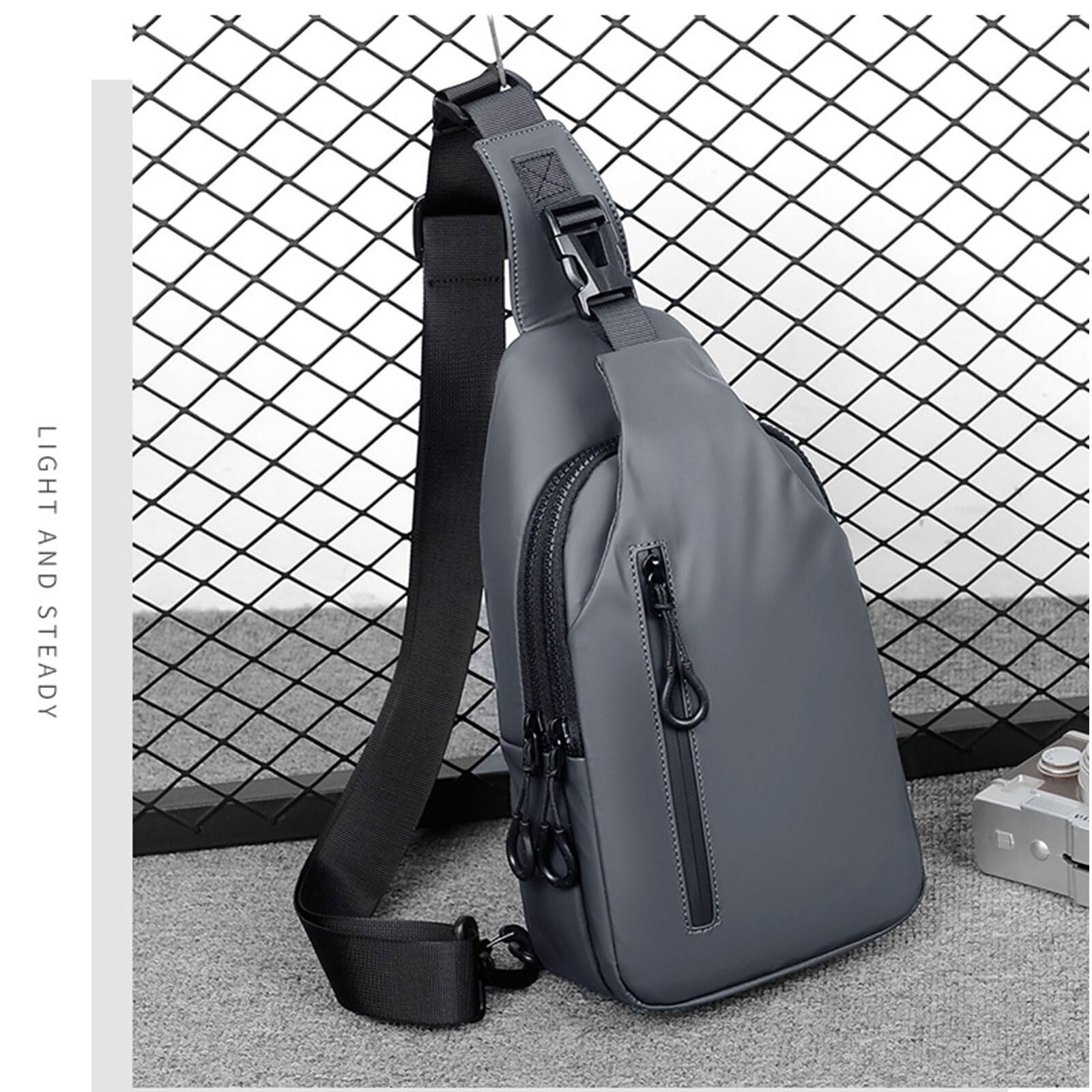 Mens Sling Backpack Waterproof Anti-theft Shoulder Crossbody Bag Chest USB Port
