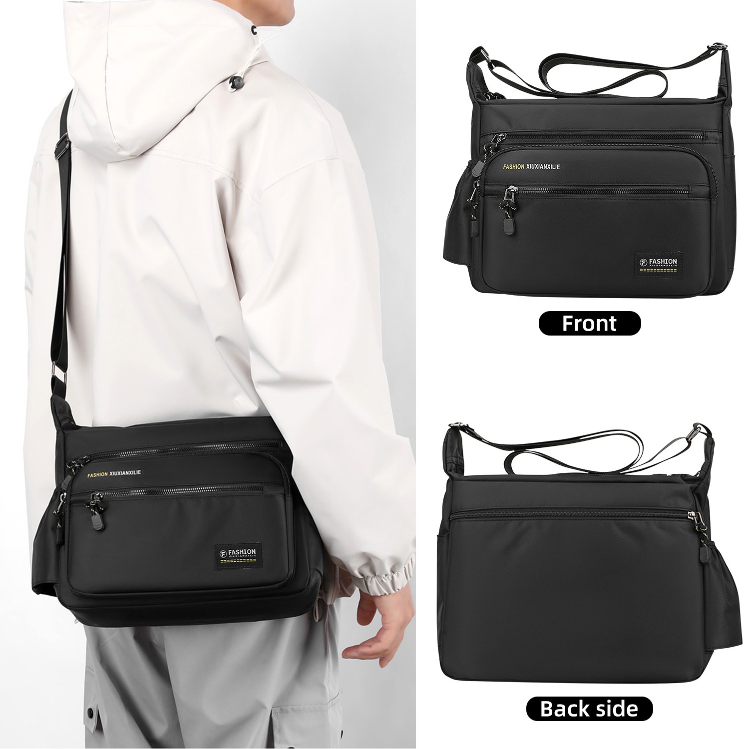 Large Men’s Sling Shoulder Bag, Durable Crossbody Pack for Daily Work & Travel