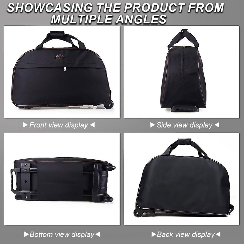 24″ Rolling Duffle Bag Nylon Travel Duffel Luggage w/Retractable Handle Wheels