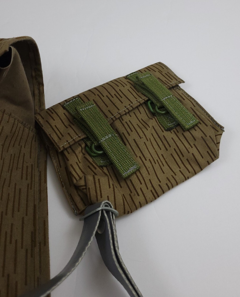 Vintage East German Cold War Rain Camo Heavy Hardware Bag W Pouch Rare Army Vtg