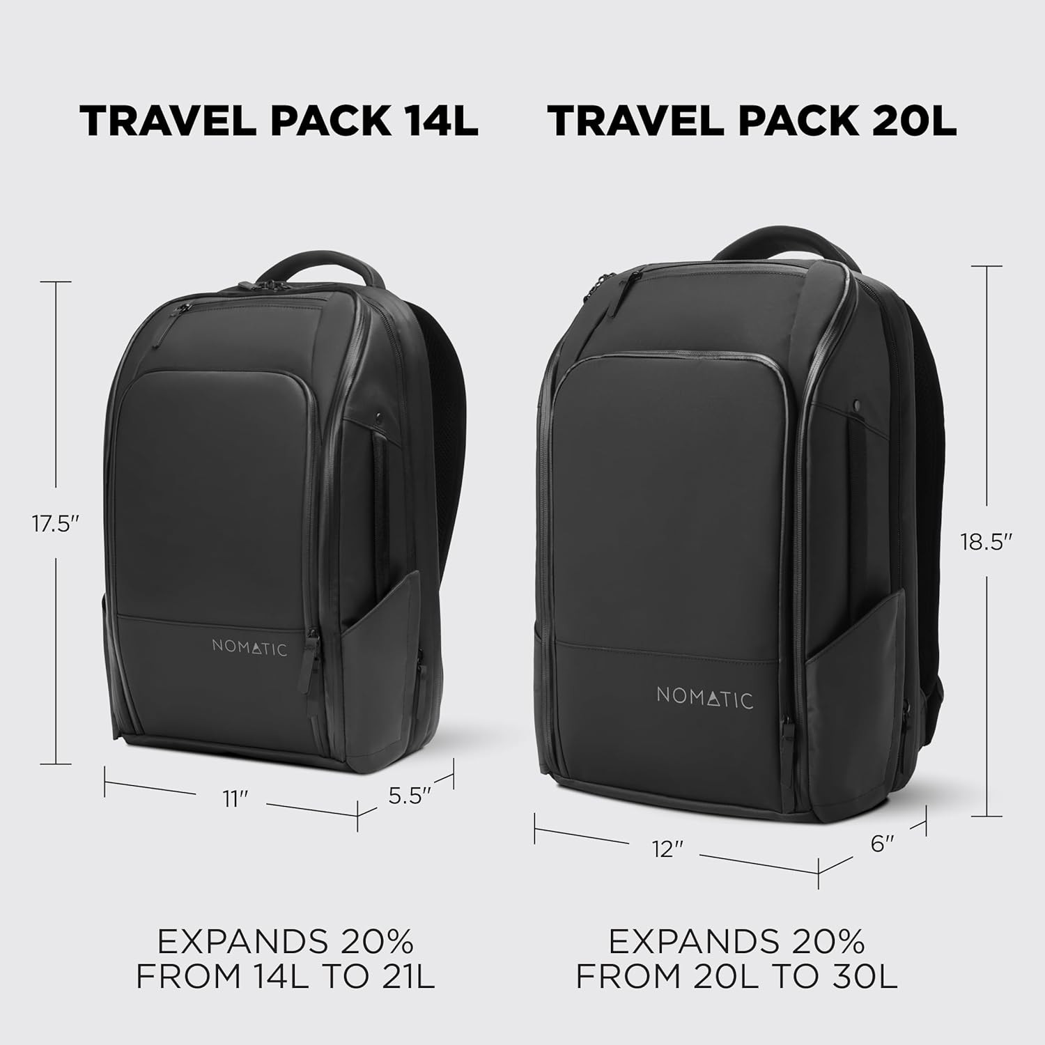 20L Travel Pack – Mens Travel Backpack – Expandable to 30L – Water Resistant Day