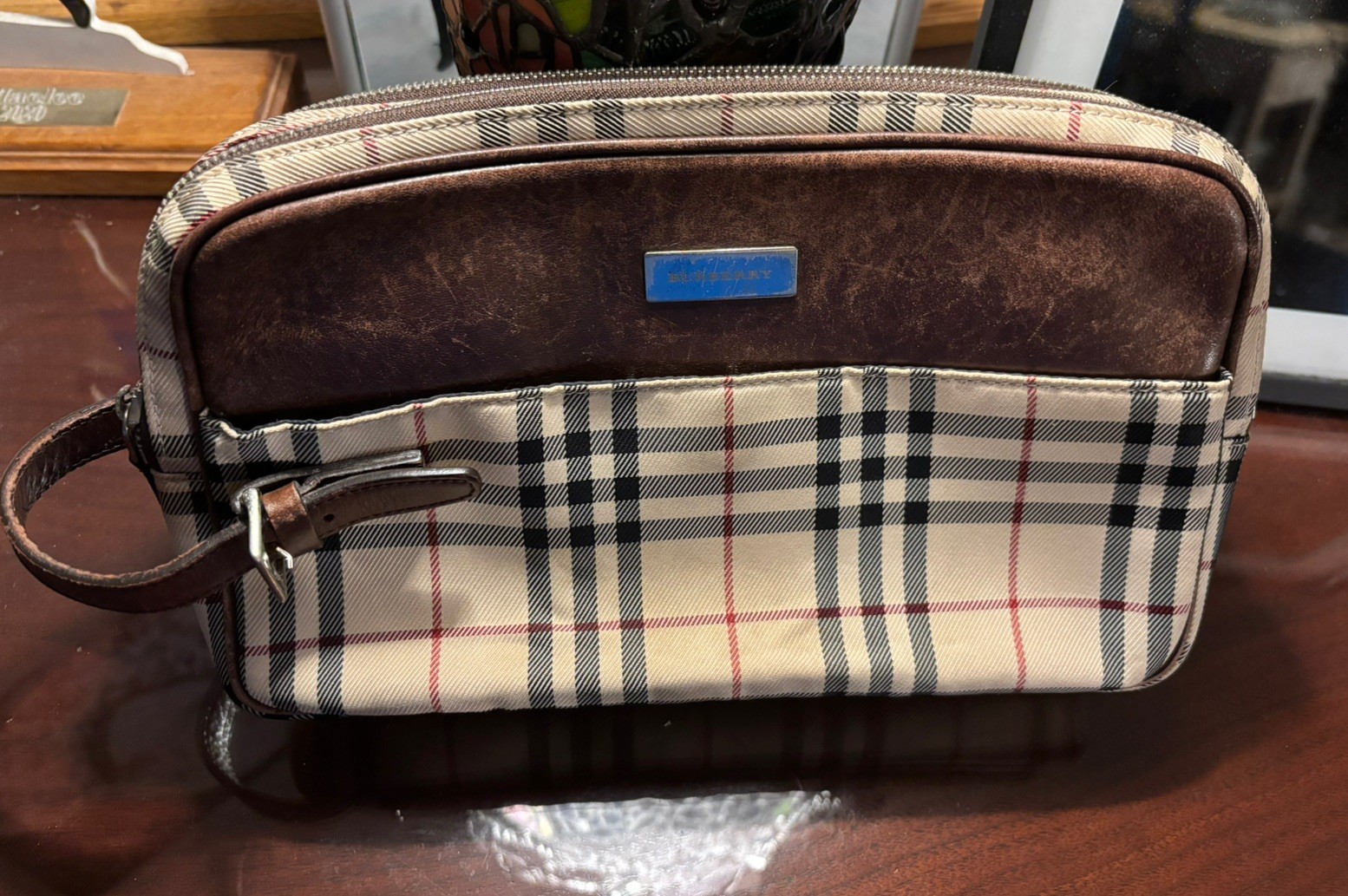 Burberry Toiletry Bag Travel Vanity Nova Check Vintage In VGC Missing Zip Pull