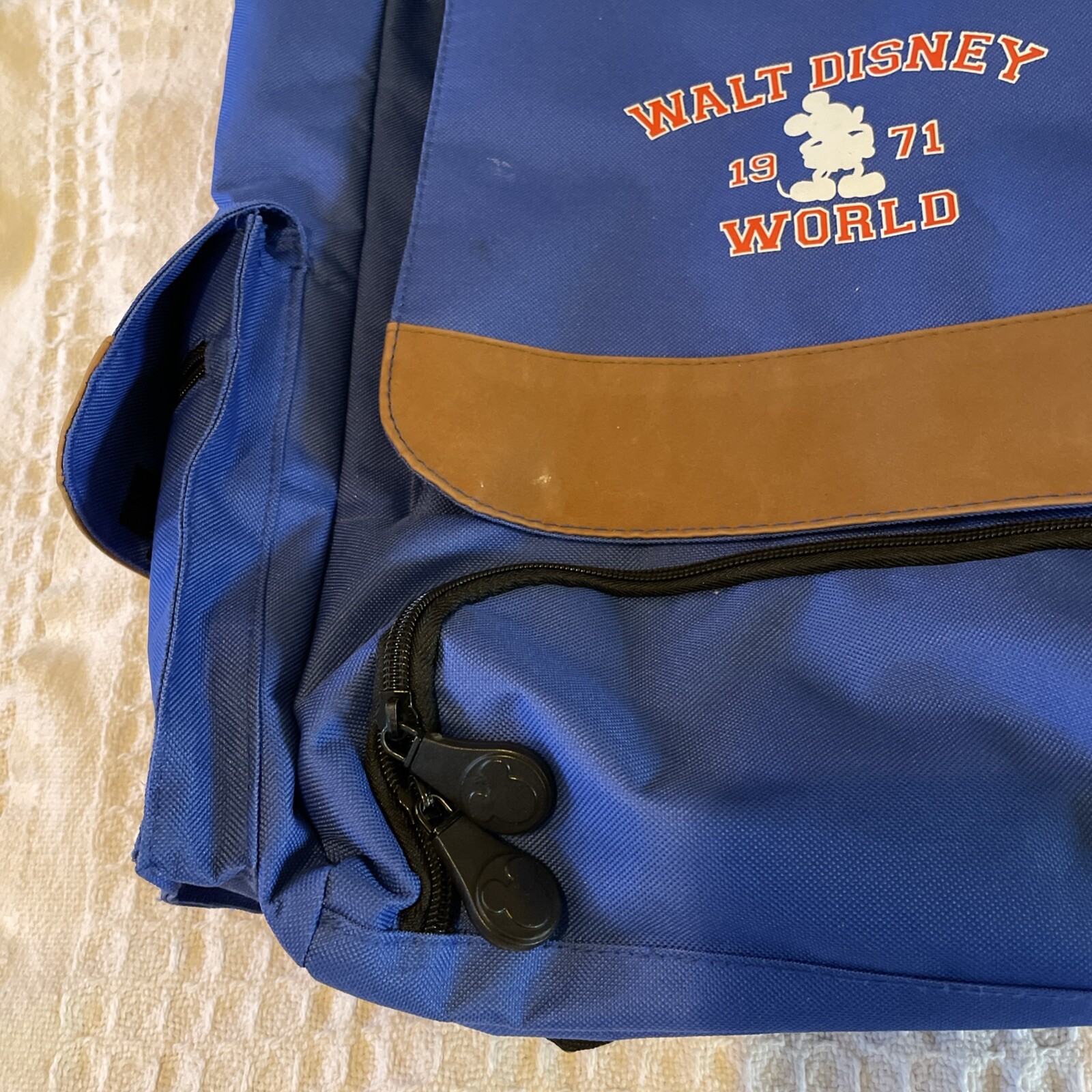 Walt Disney World Backpack Blue Mickey Mouse 1971 Book Bag Travel Tote