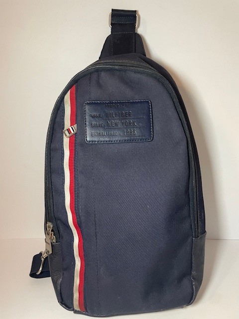 Tommy Hilfiger Sling Backpack Crossbody Bag Navy Red White Stripe Logo