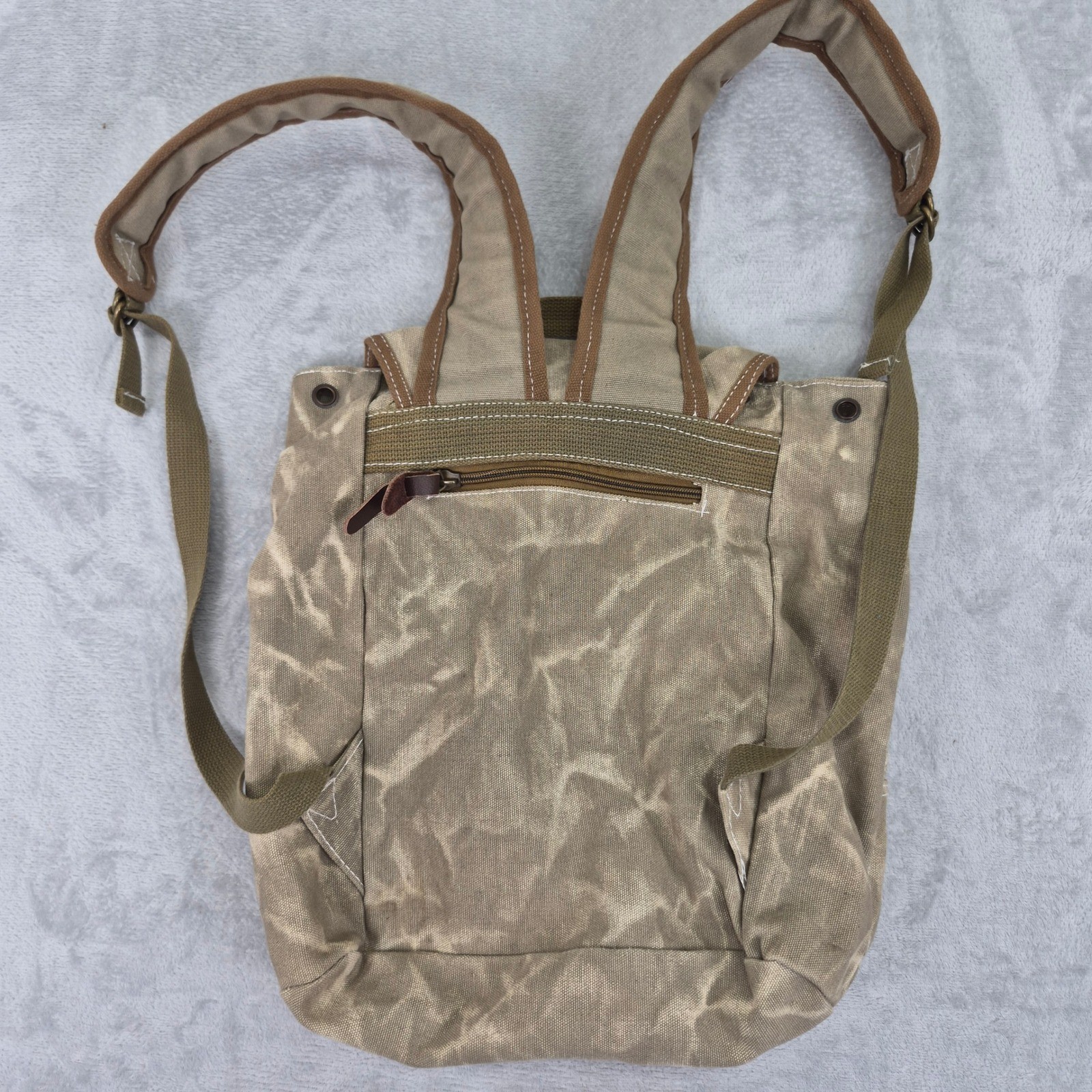 Canvas Military Rucksack Backpack Red Star Detail Mens Womens Outdoor Hiking