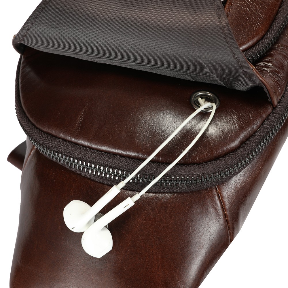 Men’s Genuine Leather Sling Bag Multi-Pocket Crossbody Chest Bag for Work Travel