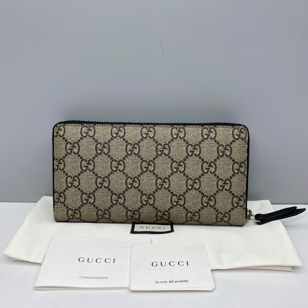 Gucci Pre-Owned Authentic Bee Wallet Monogram Canvas 19x10x3cm Free Shipping