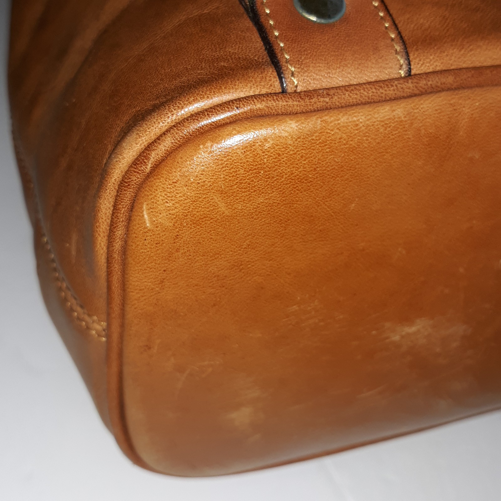 Vtg OROTON Australian Katoomba Backpack Leather Bag Cognac Drawstring Adj Straps