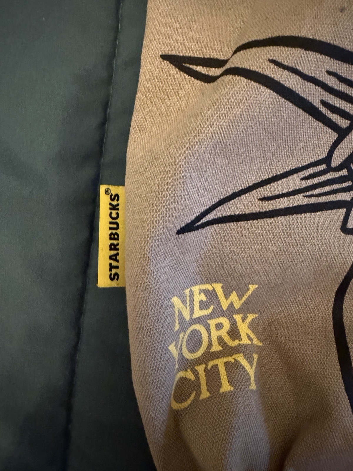 Starbucks New York City Collection Beige Tote Bag Graphic Print, Double Handles