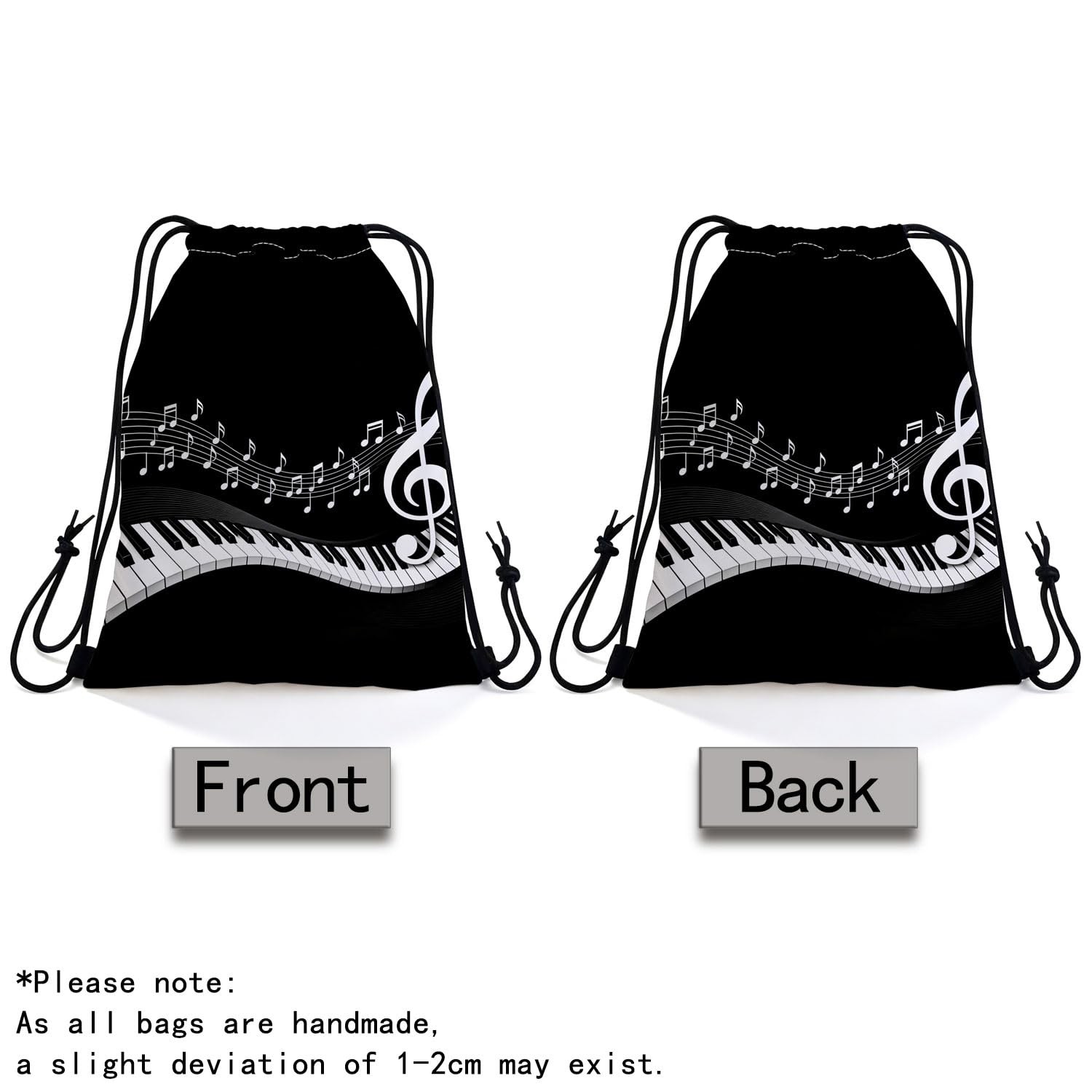 Piano Music Score Drawstring Backpack, Adjustable Cord & Inner Zipper Pocket …